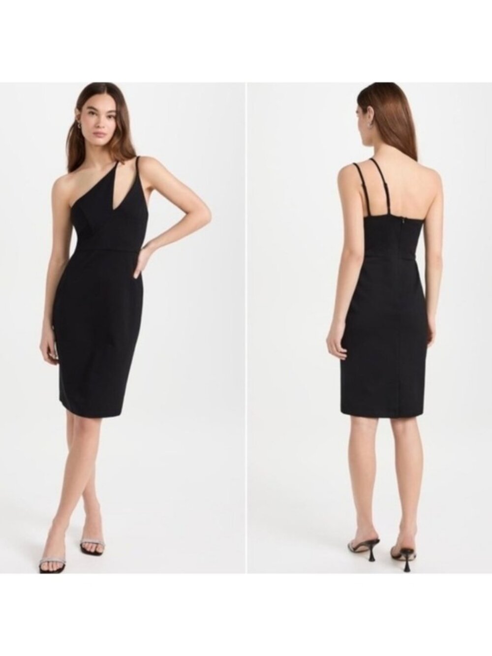 Chloe Kristyn Nicole Ponte Knit Asymmetrical Dress Black New